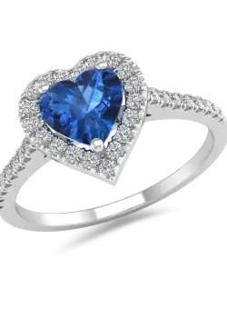Inel de logodna din aur alb de 18K cu safir de 0.77ct si diamante de 0.26ct