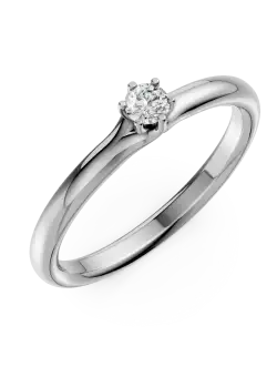 Inel de logodna din aur alb de 18K cu un diamant solitaire de 0.101ct
