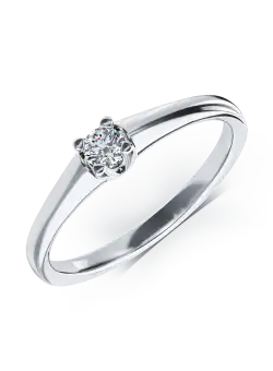 Inel de logodna din aur alb de 18K cu un diamant solitaire de 0.1ct