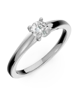 Inel de logodna din aur alb de 18K cu un diamant solitaire de 0.24ct