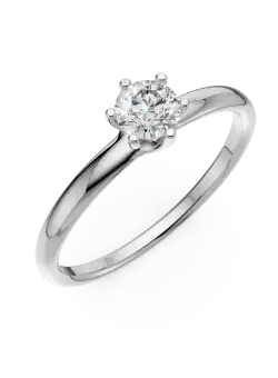 Inel de logodna din aur alb de 18K cu un diamant solitaire de 0.41ct