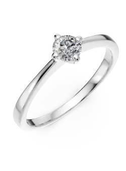 Inel de logodna din aur alb de 18K cu un diamant solitaire de 0.4ct