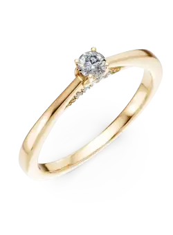 Inel de logodna din aur galben de 18K cu diamant de 0.19ct si diamante de 0.05ct