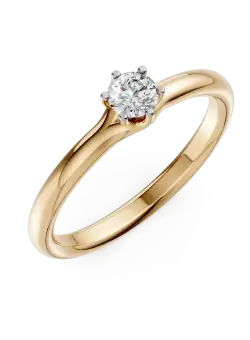 Inel de logodna din aur galben de 18K cu un diamant solitaire de 0.2ct