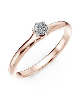Inel de logodna din aur roz cu diamant solitaire de 0.16ct