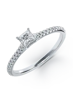 Inel de logodna din platina cu diamant de 0.3ct si diamante de 0.18ct