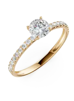 Inel de logodna solitaire pave din aur galben cu zirconia
