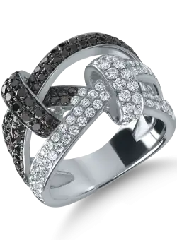 Inel din aur alb cu diamante negre si incolore de 1.7ct