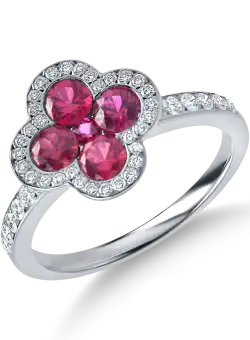 Inel din aur alb cu rubine si diamante de 1.3ct