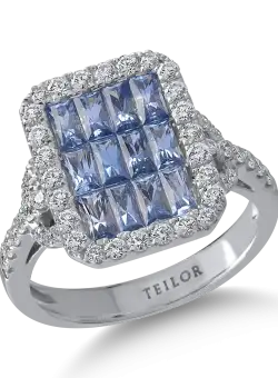 Inel din aur alb cu safire de 1.65ct si diamante de 0.68ct