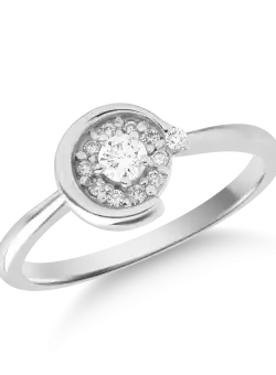 Inel din aur alb de 18K cu diamante de 0.204ct