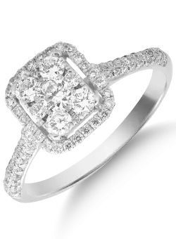 Inel din aur alb de 18K cu diamante de 0.61ct