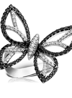 Inel din aur alb de 18K cu diamante negre de 1.31ct si diamante de 0.62ct