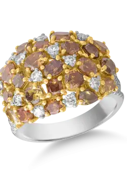 Inel din aur alb de 18K cu fancy diamonds de 4.26 si diamante transparente de 0.65ct