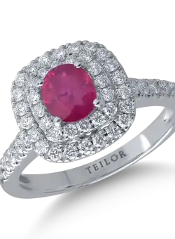 Inel din aur alb de 18K cu rubin de 0.84ct si diamante de 0.54ct