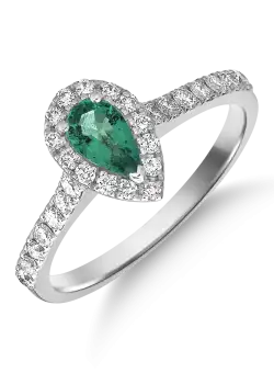 Inel din aur alb de 18K cu smarald de 0.4ct si diamante de 0.38ct