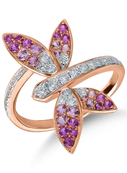 Inel din aur alb-roz cu safire de 0.54ct si diamante de 0.34ct
