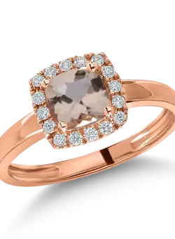 Inel din aur roz cu morganit de 0.87 ct si diamante de 0.14ct
