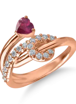 Inel din aur roz cu rubin de 0.43ct si diamante de 0.3ct