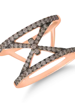 Inel din aur roz de 18K cu diamante maro de 0.52ct