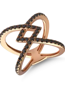 Inel din aur roz de 18K cu diamante negre de 0.88ct