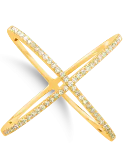 Inel geometric din aur galben cu diamante de 0.2ct
