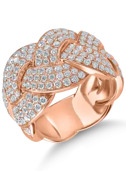 Inel impletit din aur roz cu diamante de 1.7ct