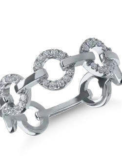 Inel microsetting cu zale din aur alb cu diamante de 0.15ct