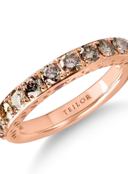Inel semi eternity din aur roz cu diamante maro de 1ct si rubine de 0.09ct
