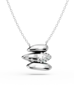 Lant cu pandantiv din aur alb cu diamante de 0.2ct