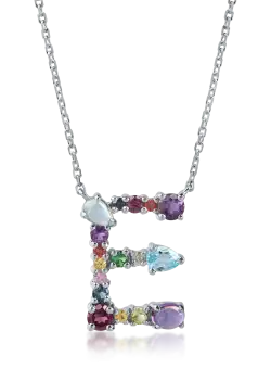 Lant cu pandantiv din aur alb cu pietre pretioase si semipretioase de 1.16ct