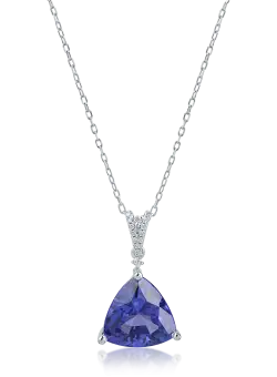 Lant cu pandantiv din aur alb cu tanzanit de 4.46ct si diamante de 0.05ct