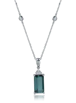 Lant cu pandantiv din aur alb cu turmalina de 2.58ct si diamante de 0.11ct