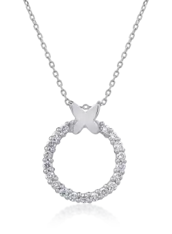 Lant cu pandantiv din aur alb de 14K cu diamante de 0.475ct