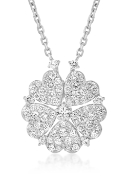 Lant cu pandantiv din aur alb de 18K cu diamant de 0.09ct si diamante de 1.72ct