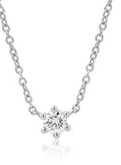 Lant cu pandantiv din aur alb de 18K cu diamant de 0.19ct