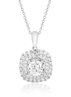 Lant cu pandantiv din aur alb de 18K cu diamant de 0.2ct si diamante de 0.11ct