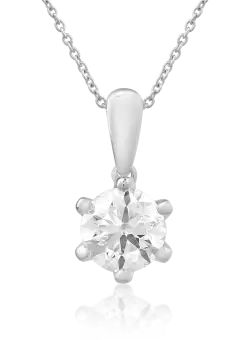 Lant cu pandantiv din aur alb de 18K cu diamant de 1ct