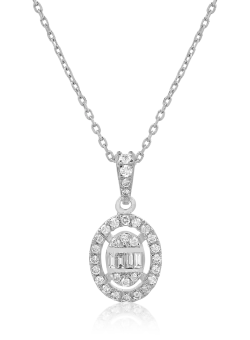 Lant cu pandantiv din aur alb de 18K cu diamante de 0.19ct