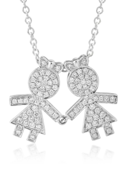 Lant cu pandantiv din aur alb de 18K cu diamante de 0.32ct