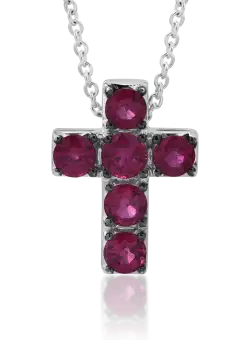 Lant cu pandantiv din aur alb de 18K cu rubine de 1.74ct