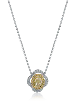 Lant cu pandantiv din aur alb-galben cu diamante de 1.1ct