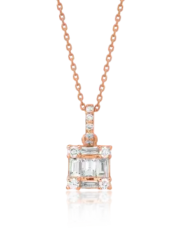 Lant cu pandantiv din aur roz de 18K cu diamante de 0.15ct