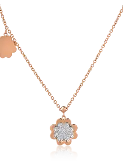 lant cu pandantiv din aur roz de 18K cu diamante de 0.17ct