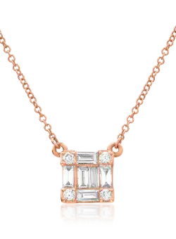Lant cu pandantiv din aur roz de 18K cu diamante de 0.268ct