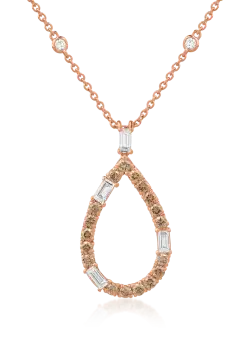 Lant cu pandantiv din aur roz de 18K cu diamante de 1.41ct