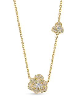 Lant cu pandantiv floare din aur galben cu diamante de 0.5ct