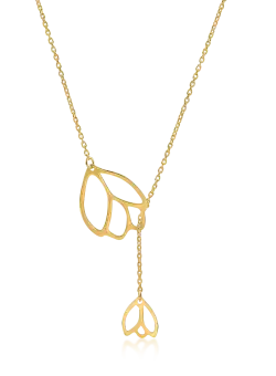 Lant cu pandantiv floare din aur galben