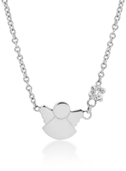 Lant cu pandantiv ingeras pentru copii din aur galben de 14K cu diamant de 0.02ct