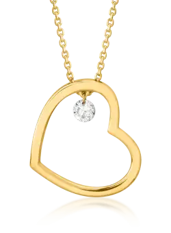 Lant cu pandantiv inimioara din aur galben de 18K cu diamant de 0.15ct
